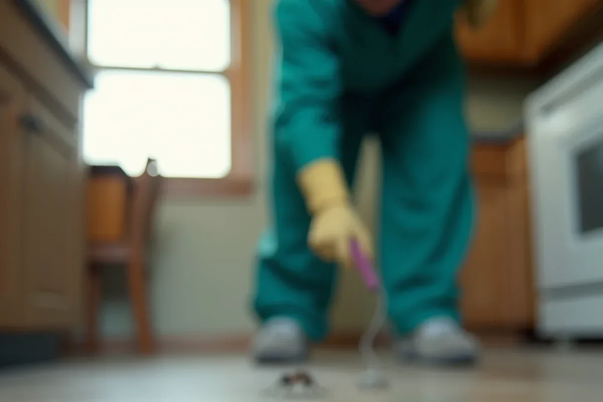 Treating a kitchen for ants and cockroaches in a southern Indiana home