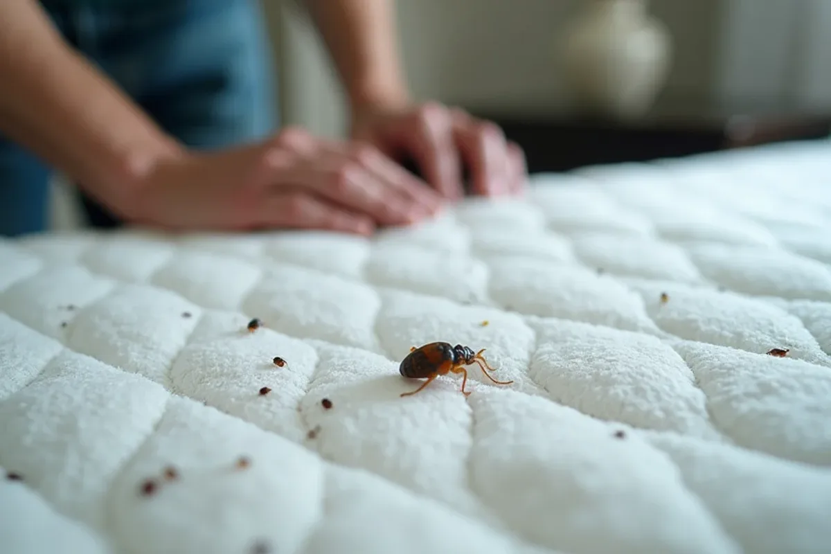Mattress seam inspection for bed bugs in an Austin, IN rental
