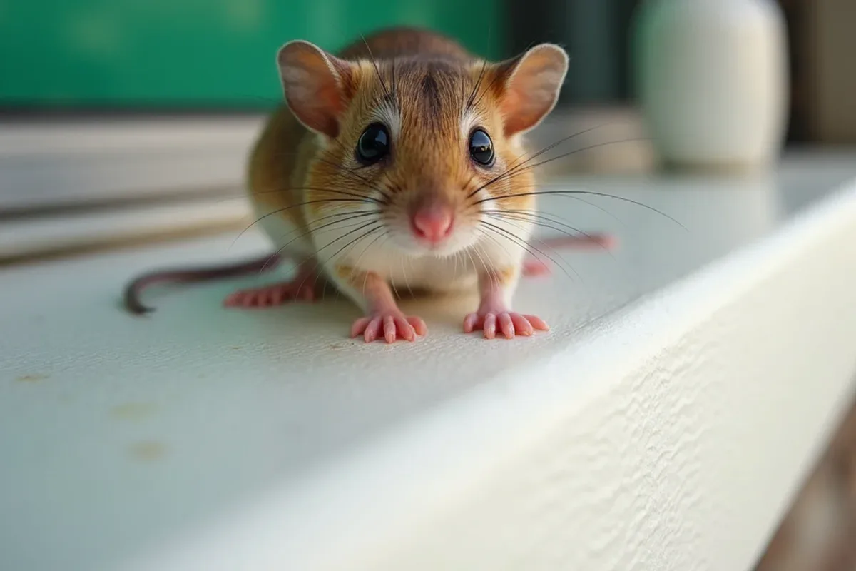 Field mouse gap at a garage sill on a home near Elizabethtown, IN