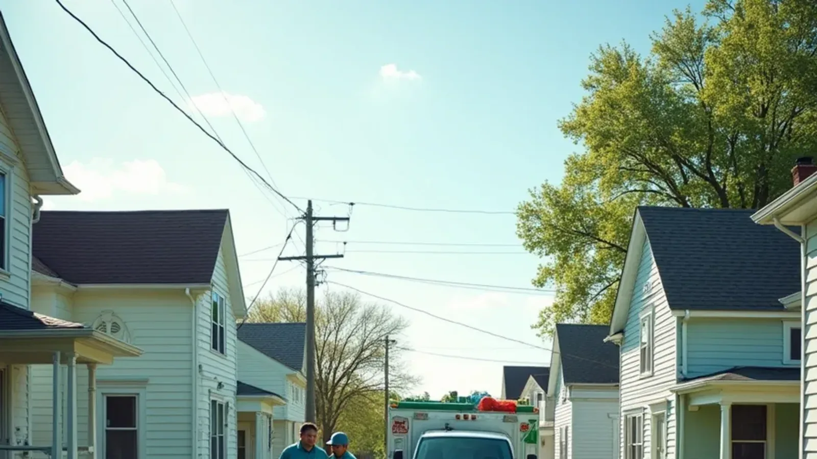 Rebuilt homes and older frame houses along US-50 in Holton, IN