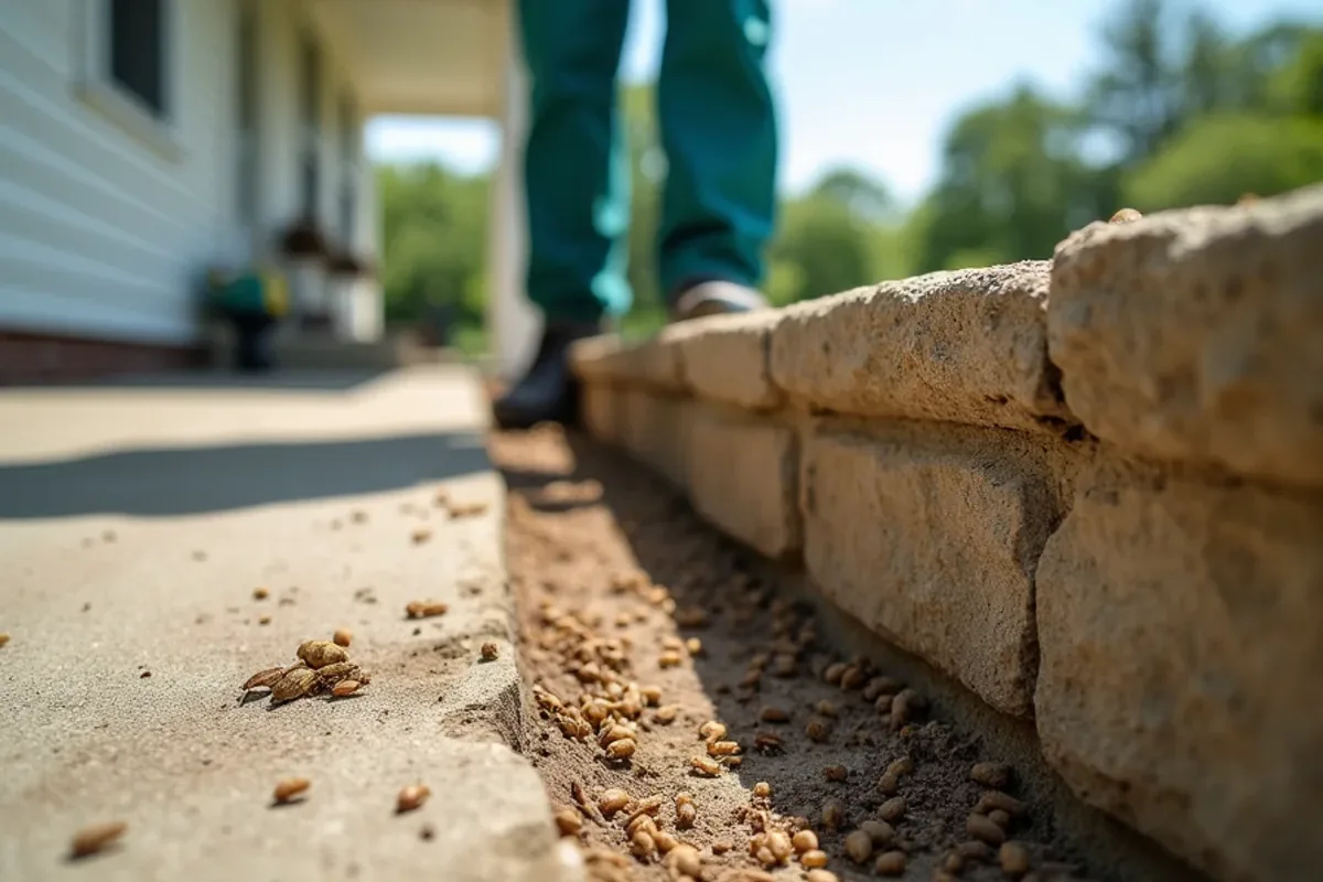 Stone foundation and sill area where termites enter a North Vernon home